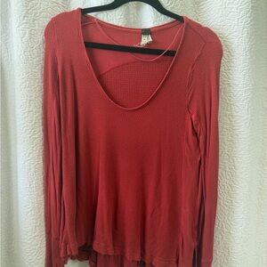 We The Free Women's Long Sleeve Scoop Neck Top - Red